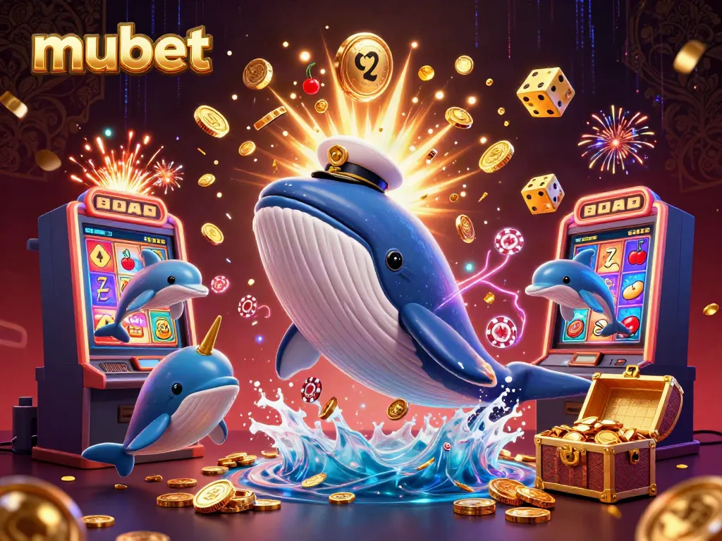 Engage in thrilling gaming at mubet with a dynamic casino scene featuring playful characters and exciting elements.
