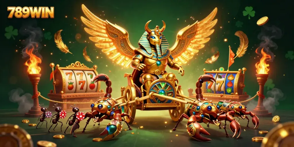 Experience thrilling gameplay at 789WIN with our majestic golden beetle and rich casino elements.