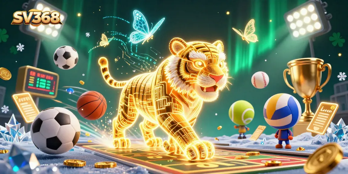 Experience vibrant casino energy with SV368's golden tiger navigating a dynamic gaming landscape.