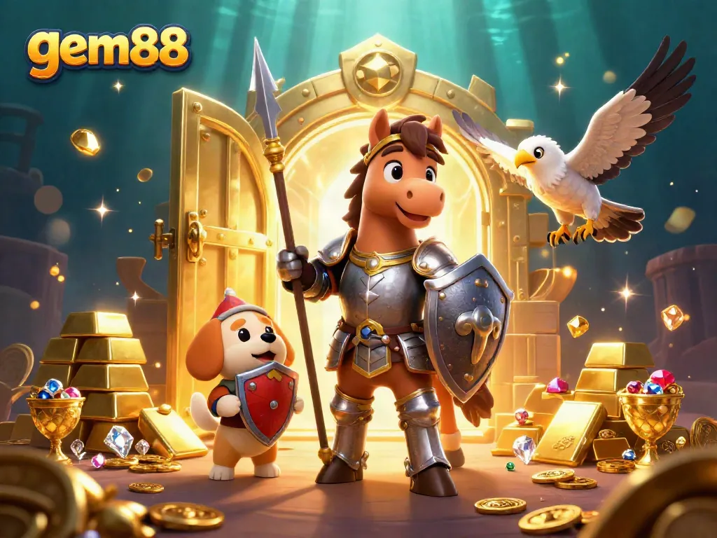 Experience the thrill of gem88 with enchanting gaming characters and vibrant treasures.