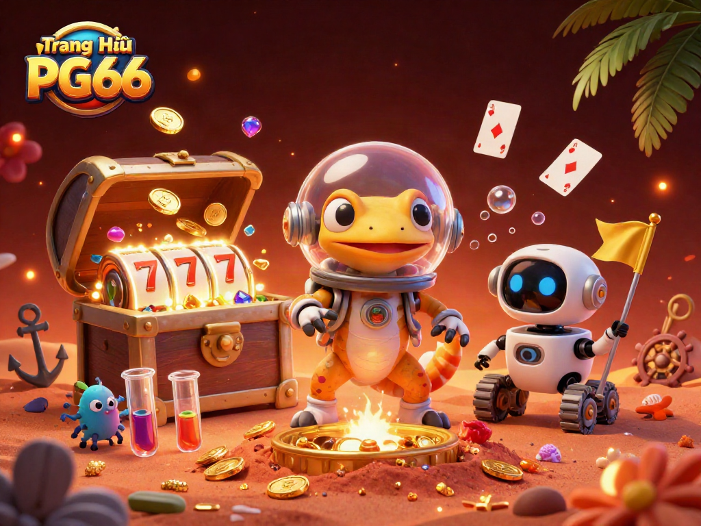 Win big at Trang Chủ PG66 with this vibrant, immersive casino adventure scene.