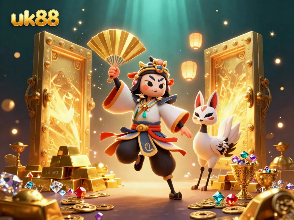 Experience the thrills of uk88 with vibrant golden treasures and engaging gameplay art.