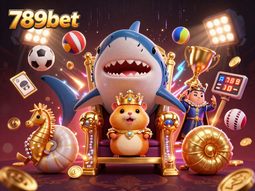 Experience thrilling gameplay at 789bet with a vibrant 3D illustration of a hamster king and royal guards.