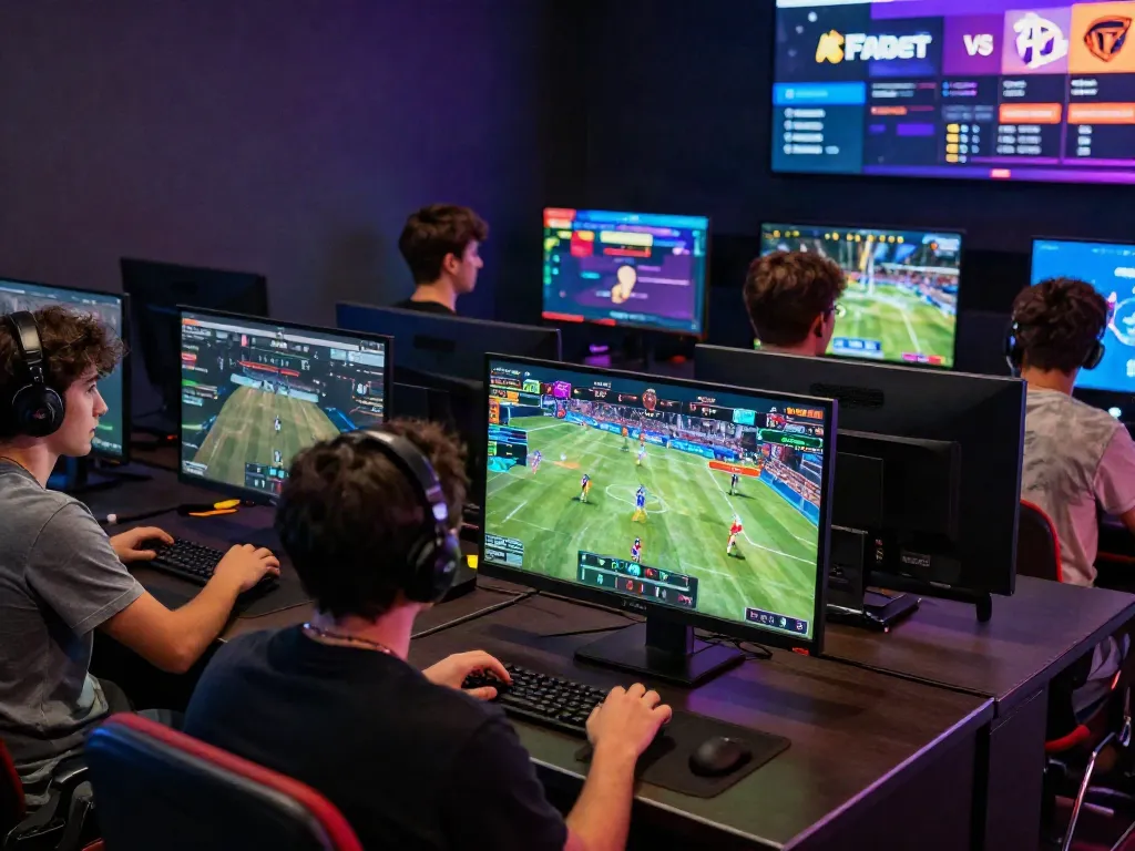 Excited players enjoying sports betting on FABET's dynamic platform.
